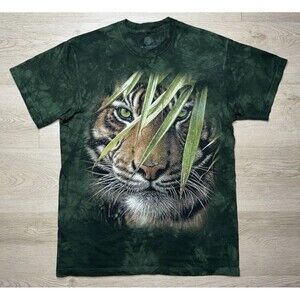 The Mountain Tiger Graphic Tee T Shirt Medium Short Sleeve Tie Dye Green Men's M